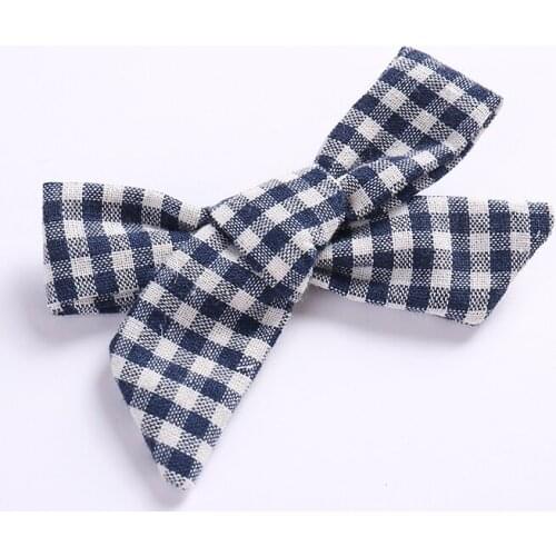1PC Handmade Plaid Cotton Blends Girls Hairpins 2018 Kids Girls Bows Hair Clips Baby Hair Barrettes Hair Accessories Head Wear