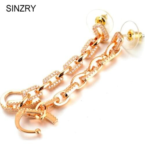 SINZRY brand micro paved Cubic zircon chain earrings lady personality otica party dangle earrings women jewelry