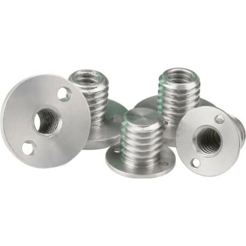 1Pcs 1/4" Female to 3/8" Male Thread Adapter Nuts with Hole Stainless Steel Tripod Conversion Screw Through Hole/Blind Hole