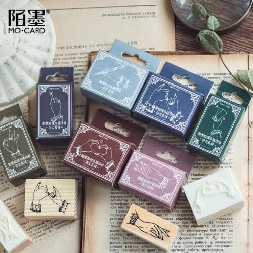1 Pc Vintage Fingertip Series Wooden Rubber Stamp for DIY Scrapbook DIY Photo Album Cards Student Prize Promotional Gift