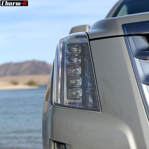 2 Pcs Car Headlight Protective Film Protection Transparent TPU Decal Sticker for Cadillac Escalade 2015-2020 Accessories
