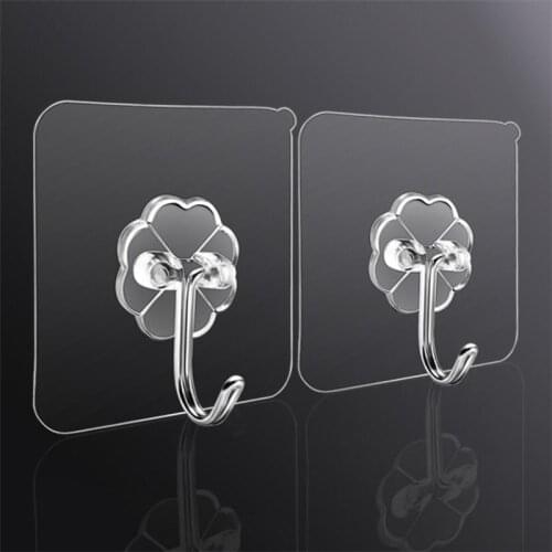 20PCS Clear Nano-Glue Strong Transparent Suction Cup Hook Kitchen Bathroom Hanger Hook 6*6cm Punch-free Seamless Hooks Holder