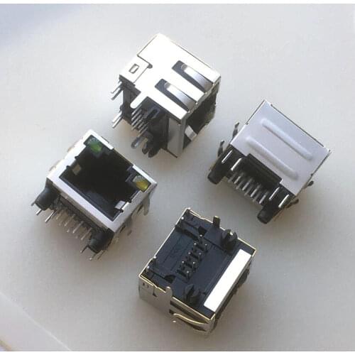 3pcs) RJ45 socket crystal head socket network port 8p8c shielded network socket with lamp socket network cable network port