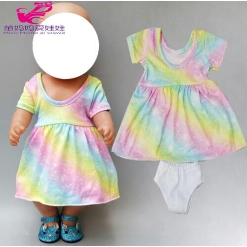 40cm baby doll dress doll clothes 18" girl doll clothes rainbow dress for baby girl gift