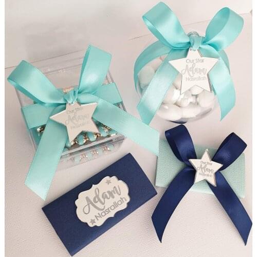 50 Pcs Personalized Princess Baptism Gold/Silver/Rose Gold Star Tags Custom Baby Name Shower Birthday Party Gift Box Decoration