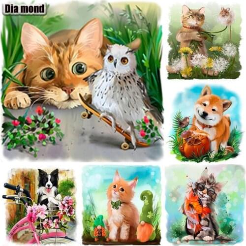 5D DIY Animal Diamond Painting Cats and Dogs Diamond Embroidery Cross Stitch Full Square Round Drill Manual Art Gift Home Decor