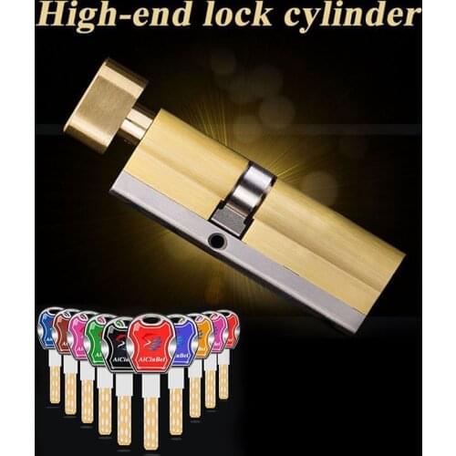 Door Lock Cylinder Single Sided Blade Break Anti Stainless Steel Bar Brass Snake Groove Cylinder 60 65 70 75 80 85 90 95 100mm