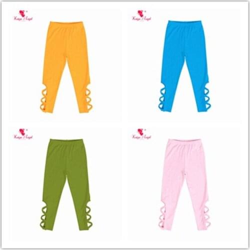 Kaiya Angel 2018 Wholesale Children Girls Spring Summer Autumn Kids Elastic Trousers Candy Color Hollow Out Girls Cotton Cotton