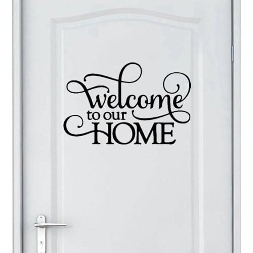 Welcome To Our Home Living Room Quotation Wall Decals Home Door Decoration Bedroom Decoration Text Wall Stickers Self-Adhesive