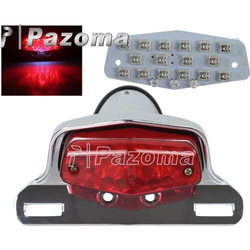 E Mark Universal Chrome Red 12V 19PCS LED Aluminum And Plastic Lens Motorcycle Motorbike Moto Brake Light Tail Light Rear Lights