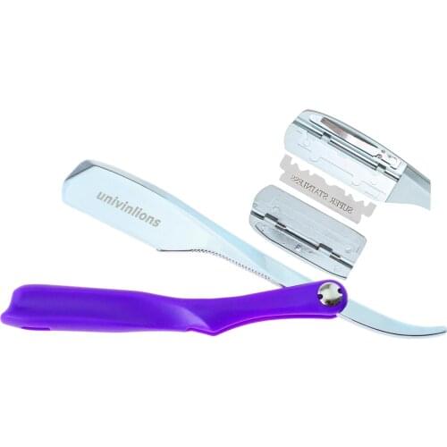 Purple Handle Internal Spring Dural Edge Razors Women Men Barber Shaving Shavette Beard Face Underarm Body Eyebrow Hair Removal