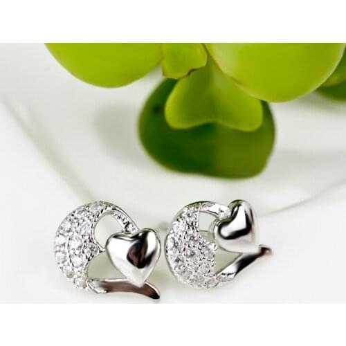 GNE0404 100% Fine 925 Sterling Silver Earring Beauty Lovely Heart Little Stud Earrings Fashion Jewelry For Women