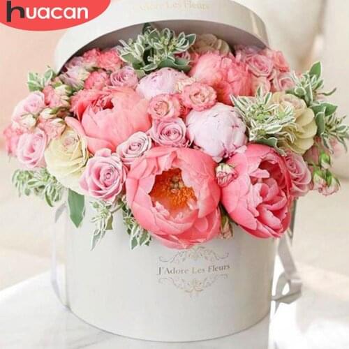 HUACAN Full Square Round Diamond Painting Rose Rhinestone Picture Cross Stitch DIY Diamond Embroidery Flower Home Decoration