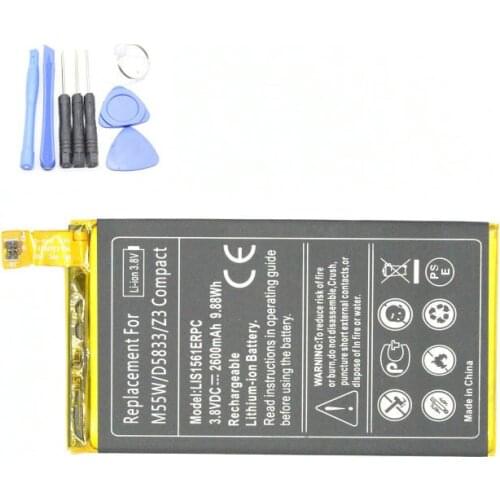 ITopZea 1x 2600mAh / 9.88Wh LIS1561ERPC Replacement Li-Polymer Battery For Z 3 Z3c Z3 Mini Compact D5833 D5803 M55W SO-02G+tool