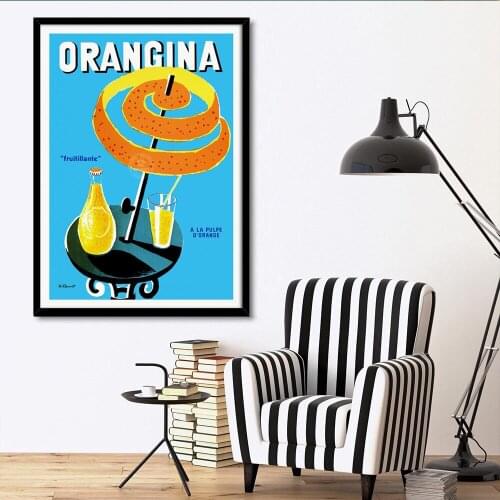 Orange Peel Canvas Painting,Fruit Art Wall Picture,Blue Retro Drink Posters,House Decoration
