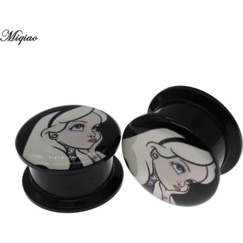 Miqiao 2pcs Trendy Explosion Style Acrylic Ear Pinna Anime Girl Double Horn Design Ear Amplifier 6mm-25mm Body Piercing Jewelry