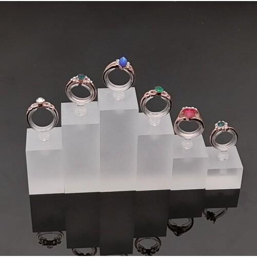 Fashion New Style Lot Of 6 Square Acrylic Frosted Ring Jewelry Display Stand Holder Rack Organizer Showcase Photography Props
