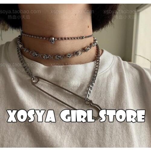 Fashion Gothic Big Pin Necklace for Women Style Original Gifts for Women 90S Neck Woman Choker Stainless Steel Jewelry
