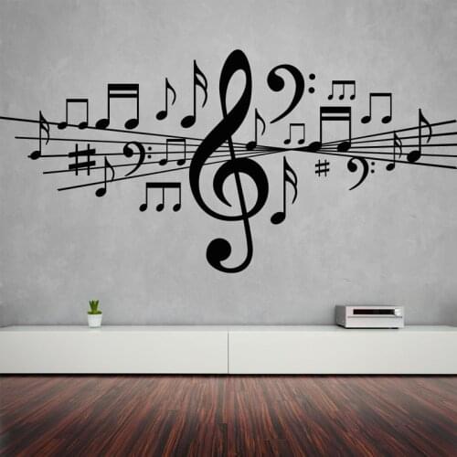 Musical Notes Removable Wall Stickers for Living Room Home Decor Vinyl Decals Studio Bedroom Dance Art Gift Poster