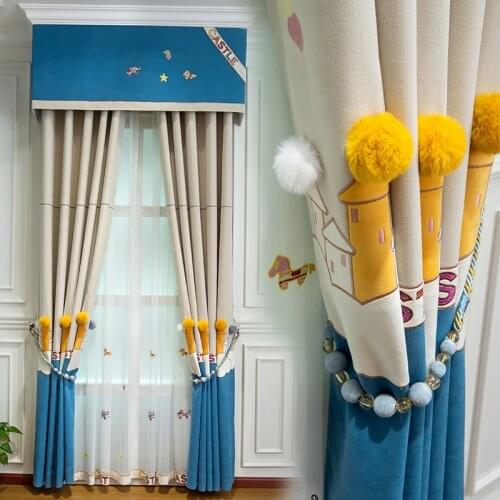 2021 New Modern Simple Boy Childrens Room Cartoon Embroidered Velvet Light Luxury Curtains for Living Dining Room Bedroom Study