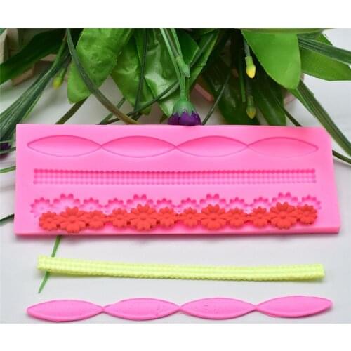 New arrivals Classic 3D Lace Flower Bead Chain Silicone Fondant Mould Cake Decorating Baking Molds Sugar Paste Pastry Tools