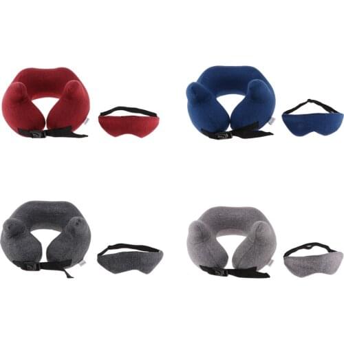 Memory Foam Travel Neck Pillow, Neck Head Cusion Support with Eye Mask kit,Car Travel Airplane Sleeping Aid