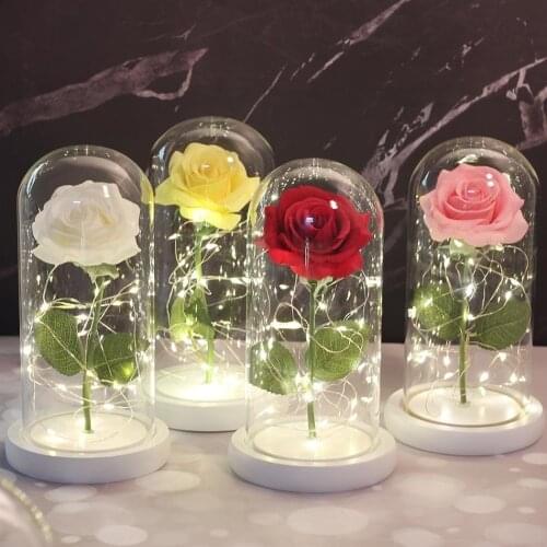 2021 Beauty And The Beast Rose Rose In LED Glass Dome Forever Rose Red Rose Valentines Day Mothers Day Special Romantic Gift