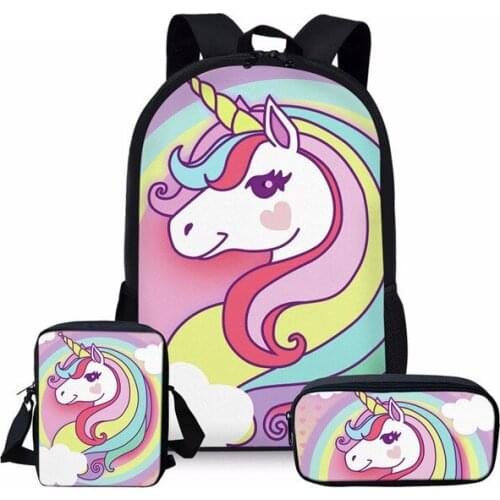 Cartoon Unicorn Backpack Cute Boy Girl School Backpack 3pcs Set Chilren School Book Bag Mochila Escolar Plecaki 2021 New Mochila