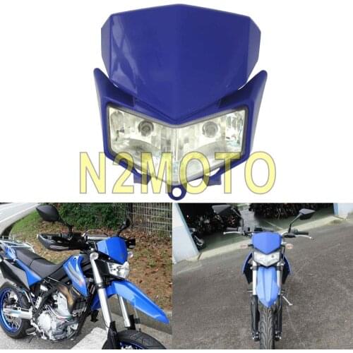 Blue Motocross Supermoto Headlight Twin 12V 18W Front Light for Kawasaki KLX250 KLX250S D-Tracker X 250 KLX250 SF 2008-2019