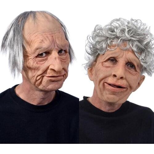 Ugly Halloween Horror Mask Latex Mask Wrinkled Old Woman Mask Grandma And Grandpa Cosplay Headgear Costume Props Carnival Party