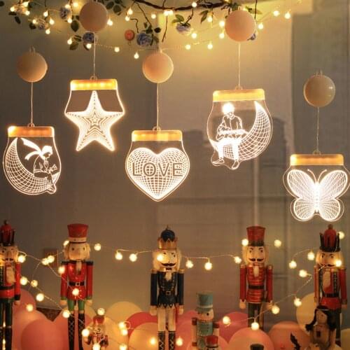 3D Print Moon Lamp Led Night Ligh Acrylic Hanging Lamp Holiday Birthday Party Room Window Wall Atmosphere Decoration Lights