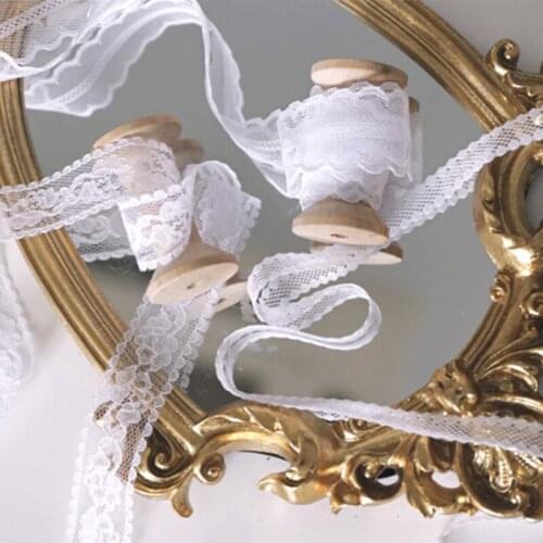 3/4cm Width Embroidered Lace White Lace Ribbon Wide French African Lace Fabric DIY Crafts/wedding/Lace Ribbon Gift Wrapping