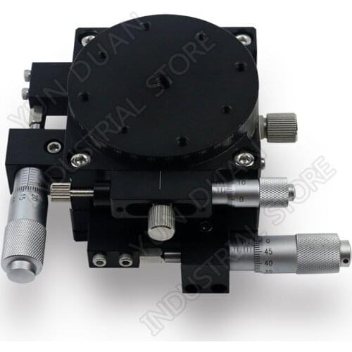 XYR 3 Axis 60*60MM 2.4" Manual trimming platform Parallel Movement and 360 degree Angle Rotary Tuning sliding table Micrometer