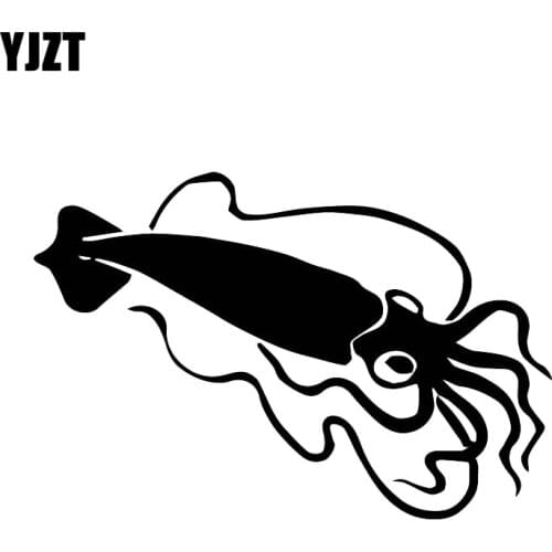YJZT 10CM*14.9CM Classic Squid Decals Family Car Leisure Car Stickers Ddecoration Black/Silver C30-0268
