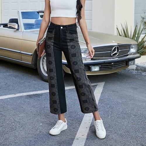 2021 HOT Spring and Autumn Womens jeans Korean version 9-point pants Trousers Clothes High waist Show thin All-match Fashion