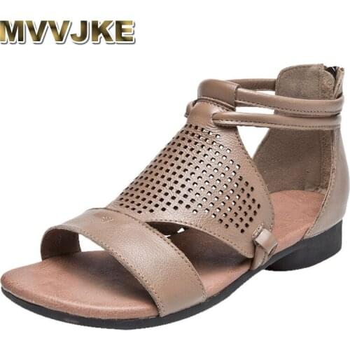 MVVJKE Rome Style Casual Woman Flat Heel Sandals Summer 2019 Sandalias Mujer Gladiator Women Sandals