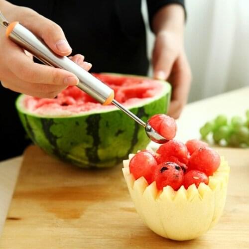 100 pcs Double End Multi Function Stainless Steel Fruit Melon Baller Carving Knife Ice Cream Scoop Spoon Kitchen Tools