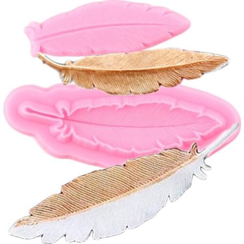 2Pcs/Set Feather Shape Silicone Mold Cake Border Fondant Mold DIY Party Cake Decorating Tools Candy Chocolate Polymer Clay Mould
