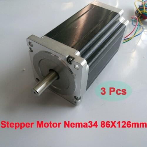 3PCS Nema34 86*126mm 9.5Nm Stepper Motor 126mm Length 6A 1360Oz-in 2ph 4 Wires High Torque for CNC Router Lathe