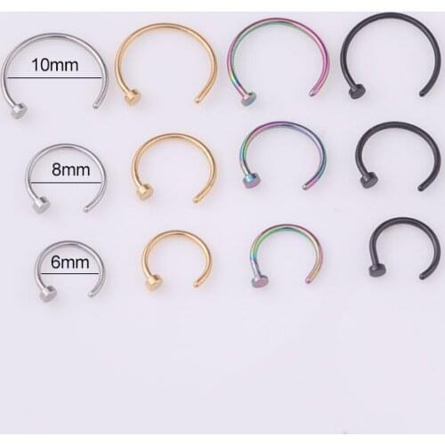 5Pcs The New Fashion Stainless Steel Nose Ring C Shape Nose Nail Body Piercing Jewelry Nose Piercing