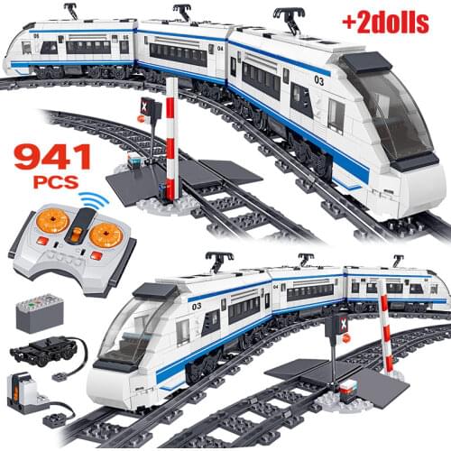 941pcs City Electric High-speed Rail Remote Control Building Blocks Technical RC Train Track Brick Toy for Children Boy
