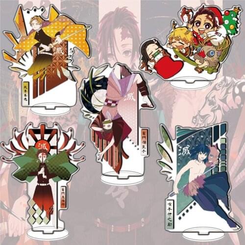 Anime Demon Slayer Acrylic Keychain Figure Agatsuma Zenitsu Stand Card Rengoku Kyoujurou Student Kamado Tanjirou Desk Standsing