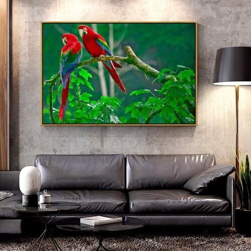 Artcozy Oil Canvas Painting red parret For Home Decoration Wall Art