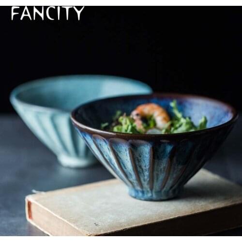 FANCITY Tifan Nordic ins retro tableware noodle bowl salad bowl simple ceramic bowl fruit dessert bowl ramen bowl soup bowl