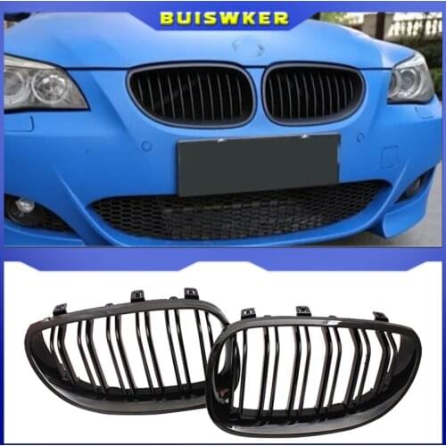 Gloss black Front Kidney Sport Grilles Hood Grill For BMW E60 E61 2003 2004 2005 2006 2007 2008 2009 M5 525i 528i 528xi 530i