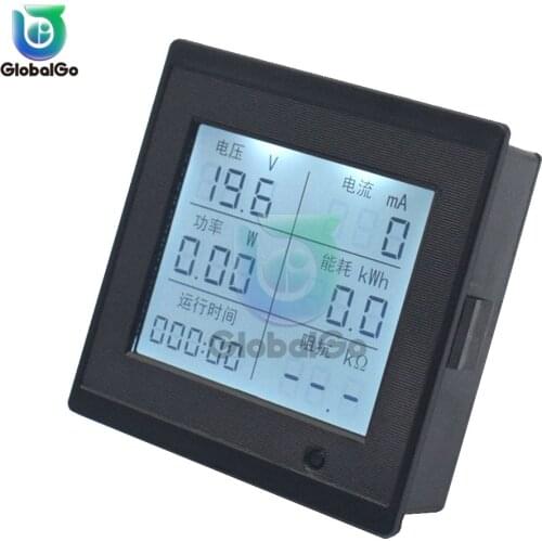 LCD Digital Display DC Voltage and Current Meter 6-200V Power Consumption Impedance 20A Multi-function Meter Tester