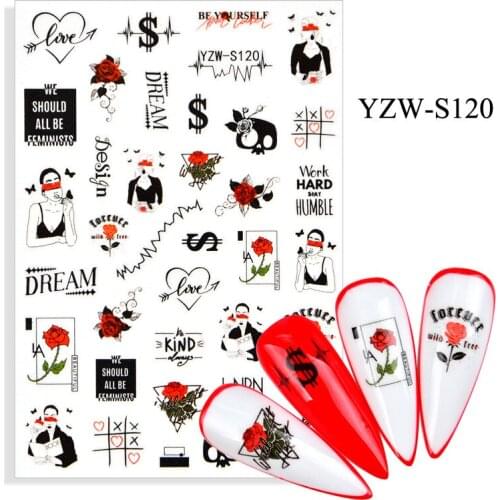 Plant Flower Lady Girl adhesive 3d nail sticker foil nails art decoration cute designs nail decals manicure supplies tool