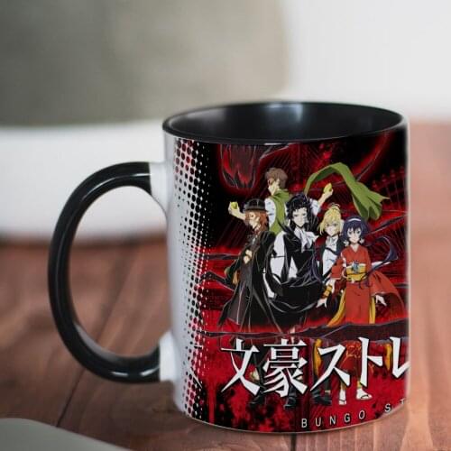BUNGOU STRAY DOGS coffee mug 11oz black white Ceramic Creative Milk Tea cup Boy Friends Gift Cups