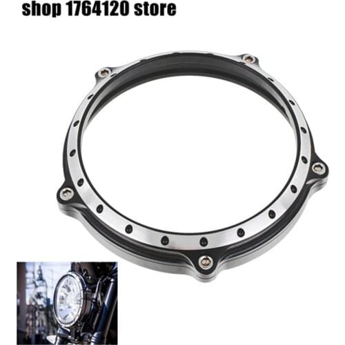 Motorcycle 5.75" Headlight Lamp Bezel Trim Ring Black&White For Harley Sportster XL 883 883N 1200 2004-2012 2013 2014