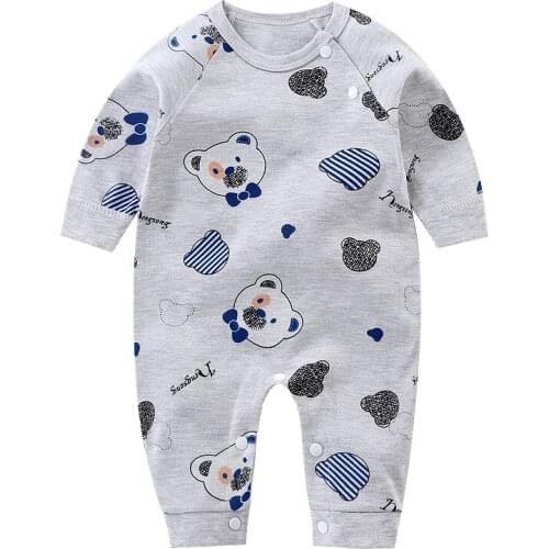 Boys Girls Rompers Newborn Jumpsuits Infant Long-Sleeve Cotton Crawling Clothes Toddler Printed One-Pieces Baby Bodysuits
